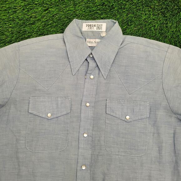 Vintage 70s MOD Pearl-Snap Shirt Large 24x35 Long-Tails - Picture 10 of 10